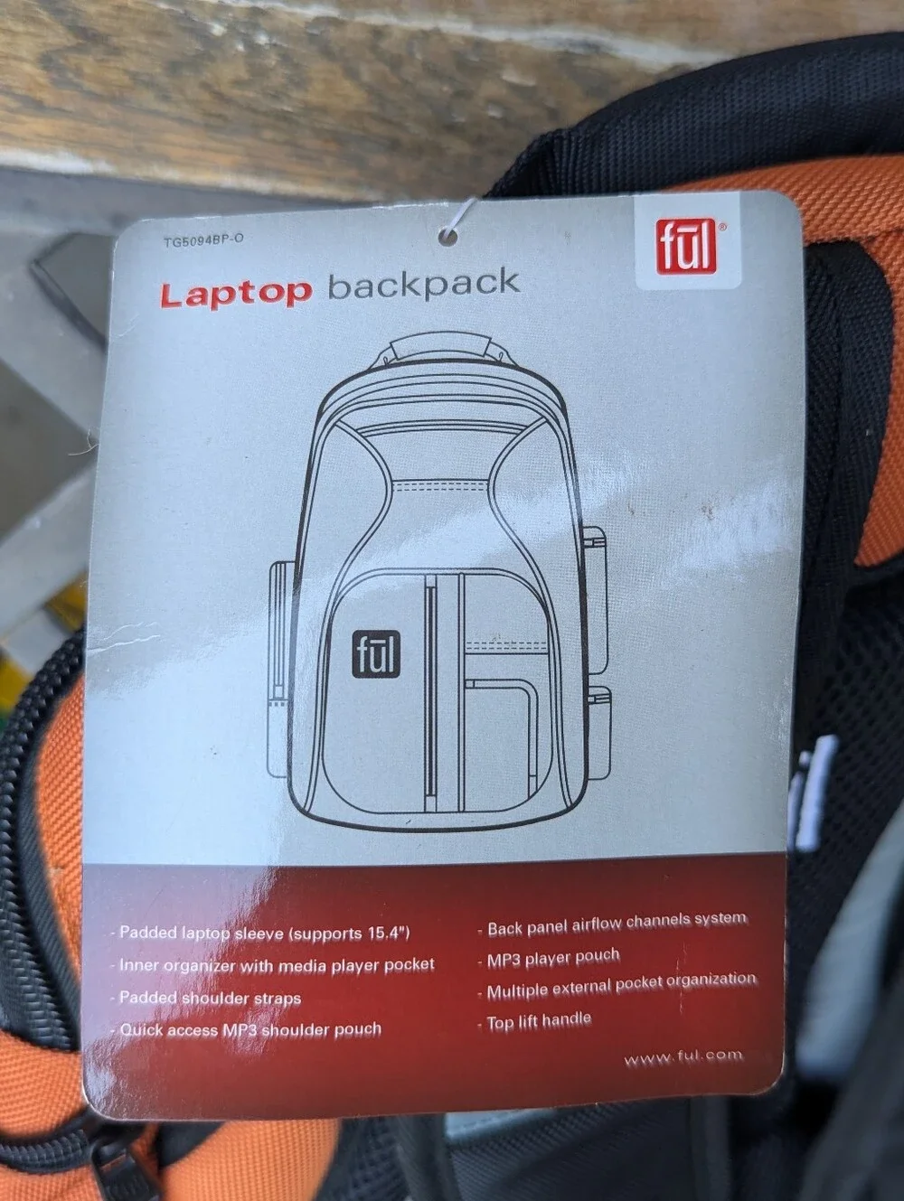 Fūl Orange and Gray Backpack - Durable Travel & Work Bag